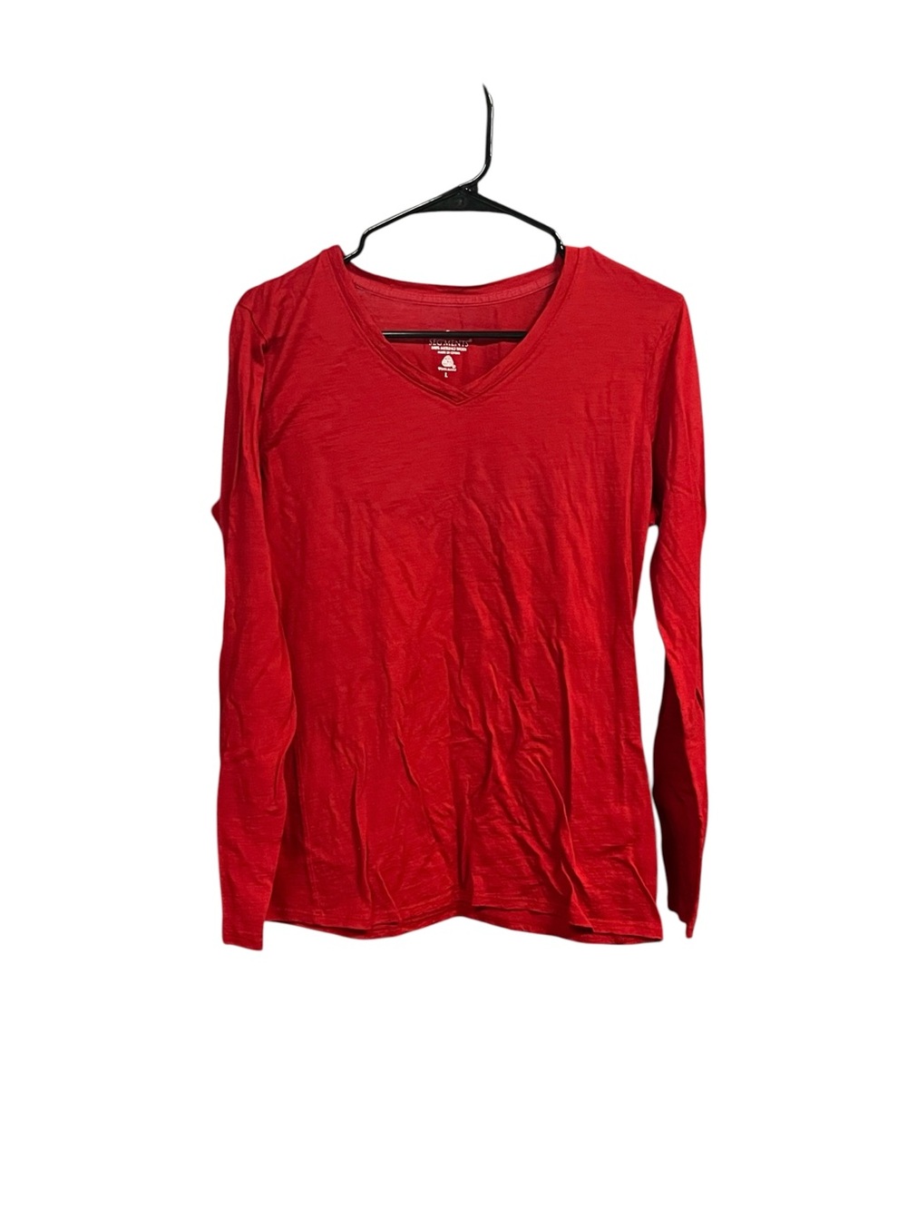 Seg’Ments 100% Merino Wool Red V-Neck Long Sleeve Base Layer Gorpcore Outdoor L